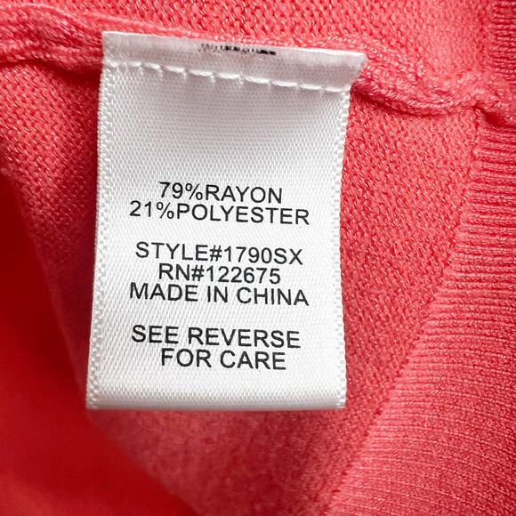 LETY & ME Cardigan Sweater Open Front 3/4 Sleeve Shawl Collar Peach Size Large - Picture 5 of 8